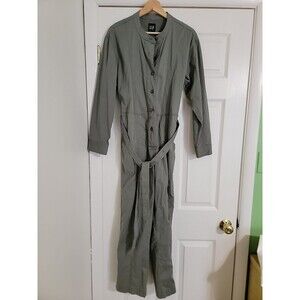 GAP NWT $98 Utility Jumpsuit Flightsuit Khaki Green Long‎ Sleeve Belted Sz 8